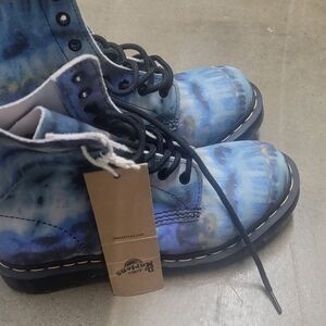Doc Dr. Martens 1460 Pascal Blue Tie Dye Leather Lace Up Boots Womens 8 …